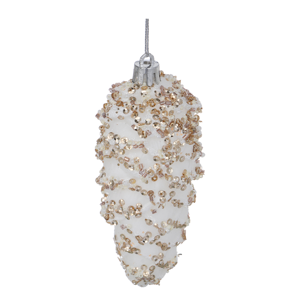 СНОУ БУМ Подвеска декоративная "Шишка" 1 шт, 5х5х12 см, пластик, глиттер, арт.№ 397-480