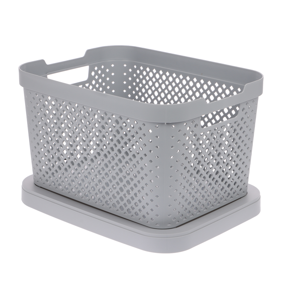 Корзина для хранения с крышкой Plast Team STOCKHOLM, 15 л серый шторм, арт.№ 457-841