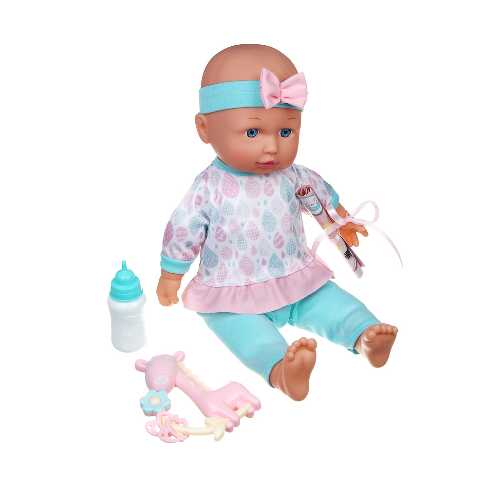 ИГРОЛЕНД Пупс 35 см, мягкое тело, с акс., звук, 3хAG13, PVC, ABS, PP, полиэстер, 33,5x12x26,5, арт.№ 267-417