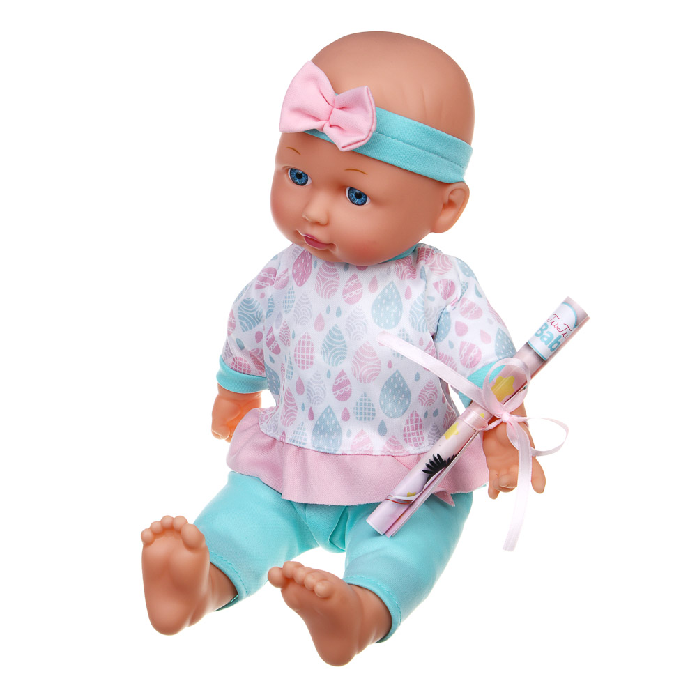 ИГРОЛЕНД Пупс 35 см, мягкое тело, с акс., звук, 3хAG13, PVC, ABS, PP, полиэстер, 33,5x12x26,5, арт.№ 267-417