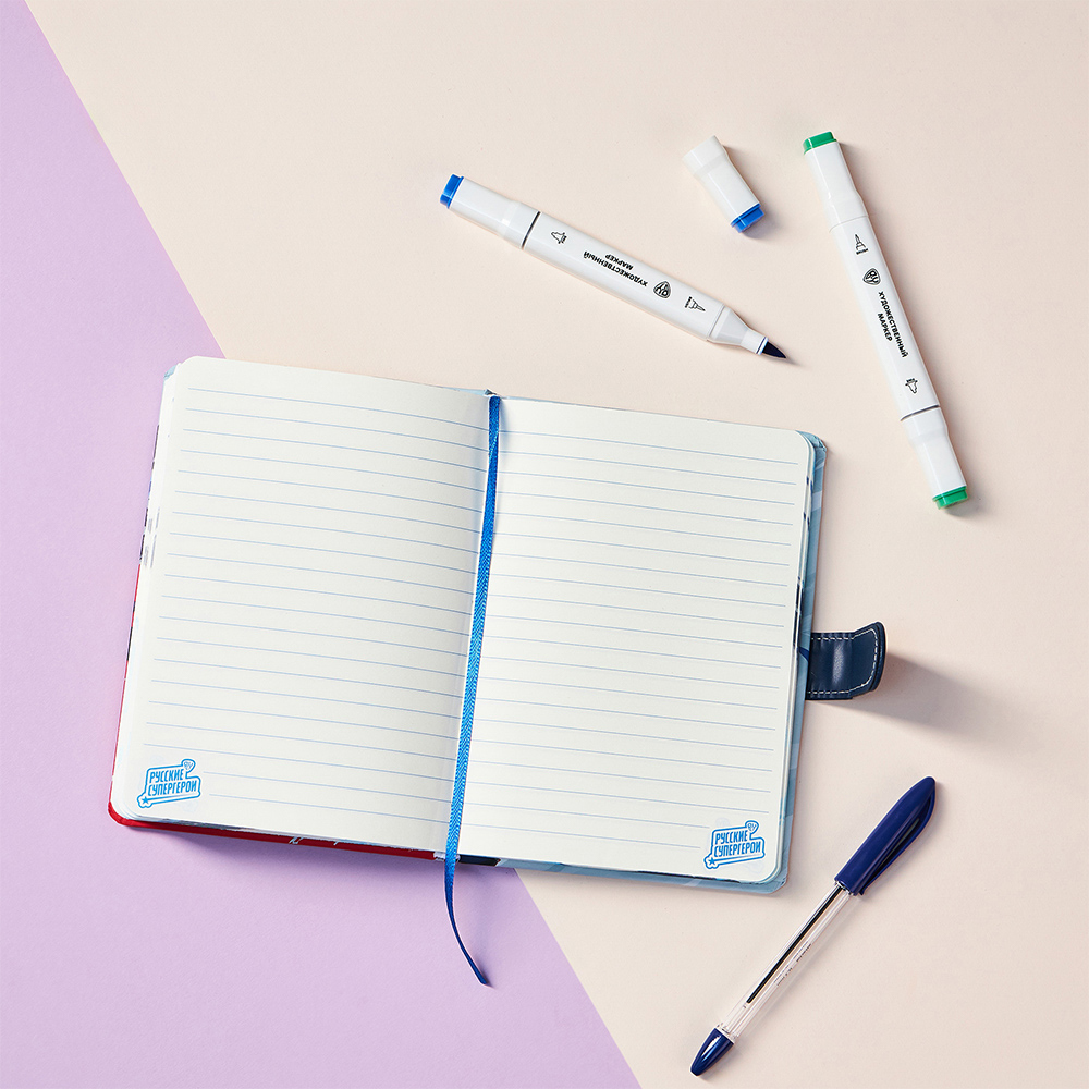 Записная книжка на пружине 96 листов 17,8х13 см "Конёк Джуниор" BY Русские Супергерои, обложка-мялка, объемные элементы, арт.№ 557-082