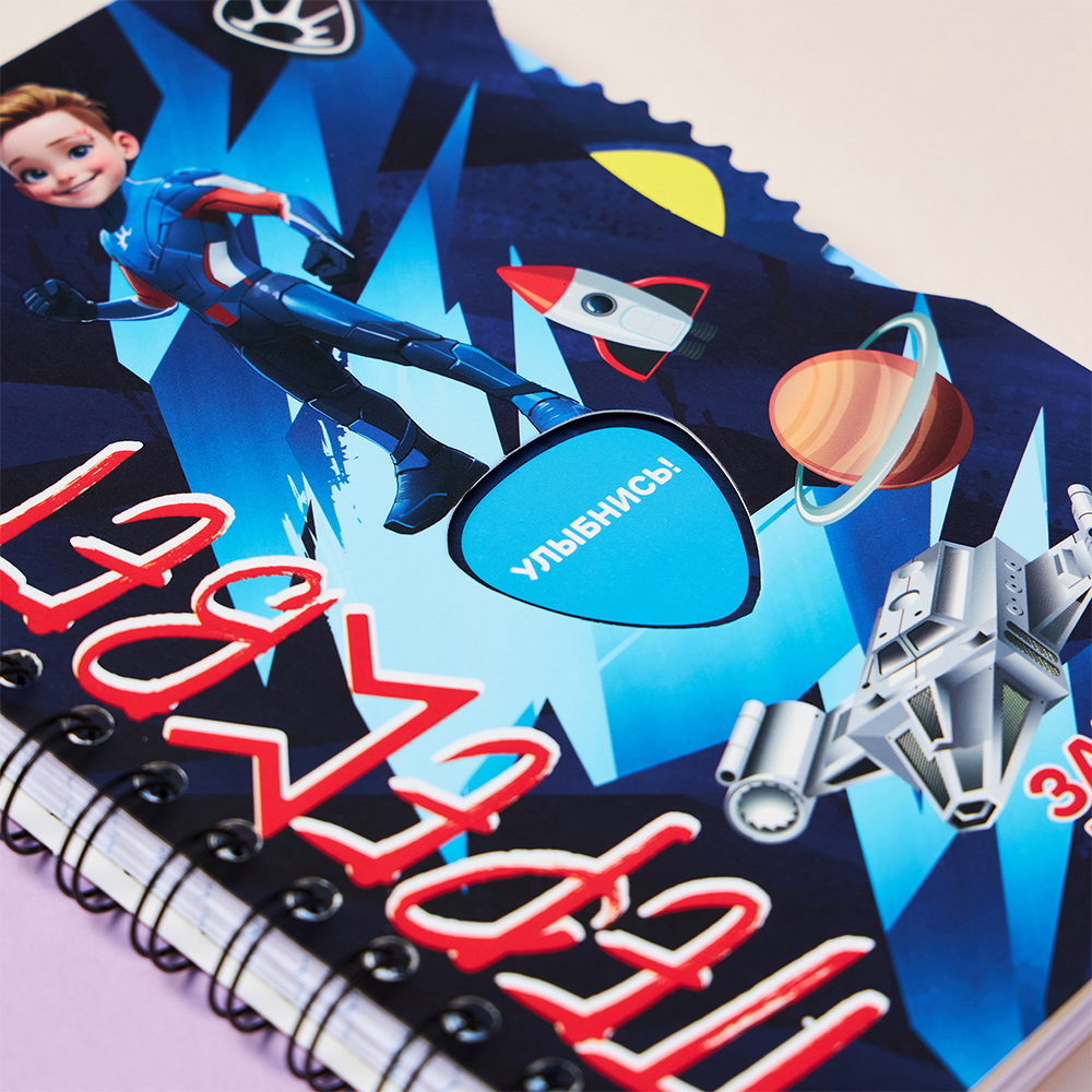 BY Русские Супергерои Зап.книжка А5, 96л., тв.обл., спираль, окно, вращ.элемент, "Пересвет джуниор", арт.№ 557-085