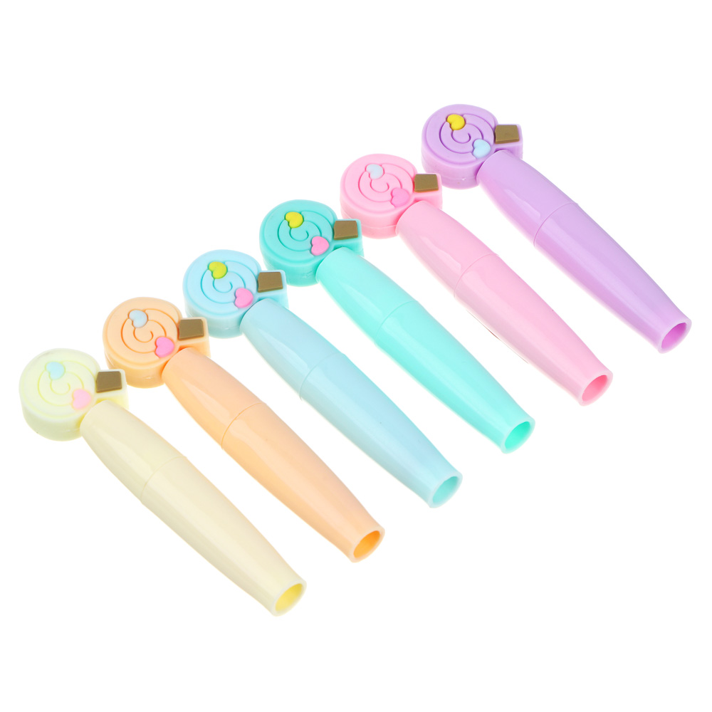 Маркер-выделитель, наконечник в форме конфеты, корпус 7,8 см, 6 дизайнов, пластик, арт.№ 613-004