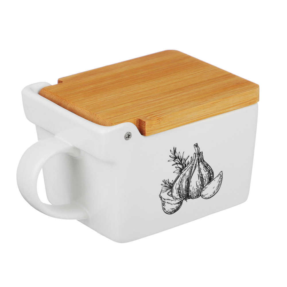 MILLIMI Китчен Банка для соли, 300мл, 15,5х9х7,5см, керамика, бамбук, арт.№ 824-189