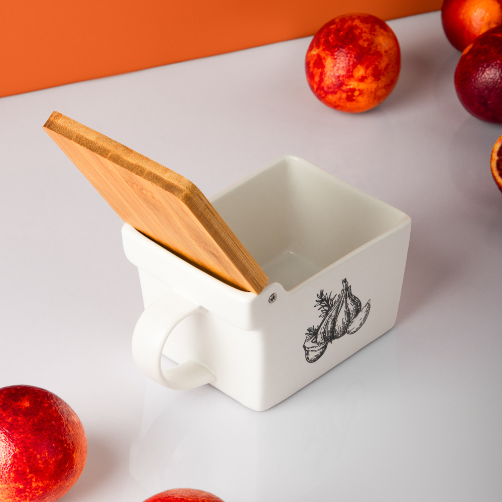 MILLIMI Китчен Банка для соли, 300мл, 15,5х9х7,5см, керамика, бамбук, арт.№ 824-189