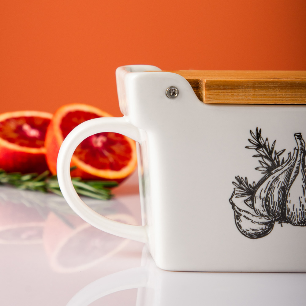 MILLIMI Китчен Банка для соли, 300мл, 15,5х9х7,5см, керамика, бамбук, арт.№ 824-189