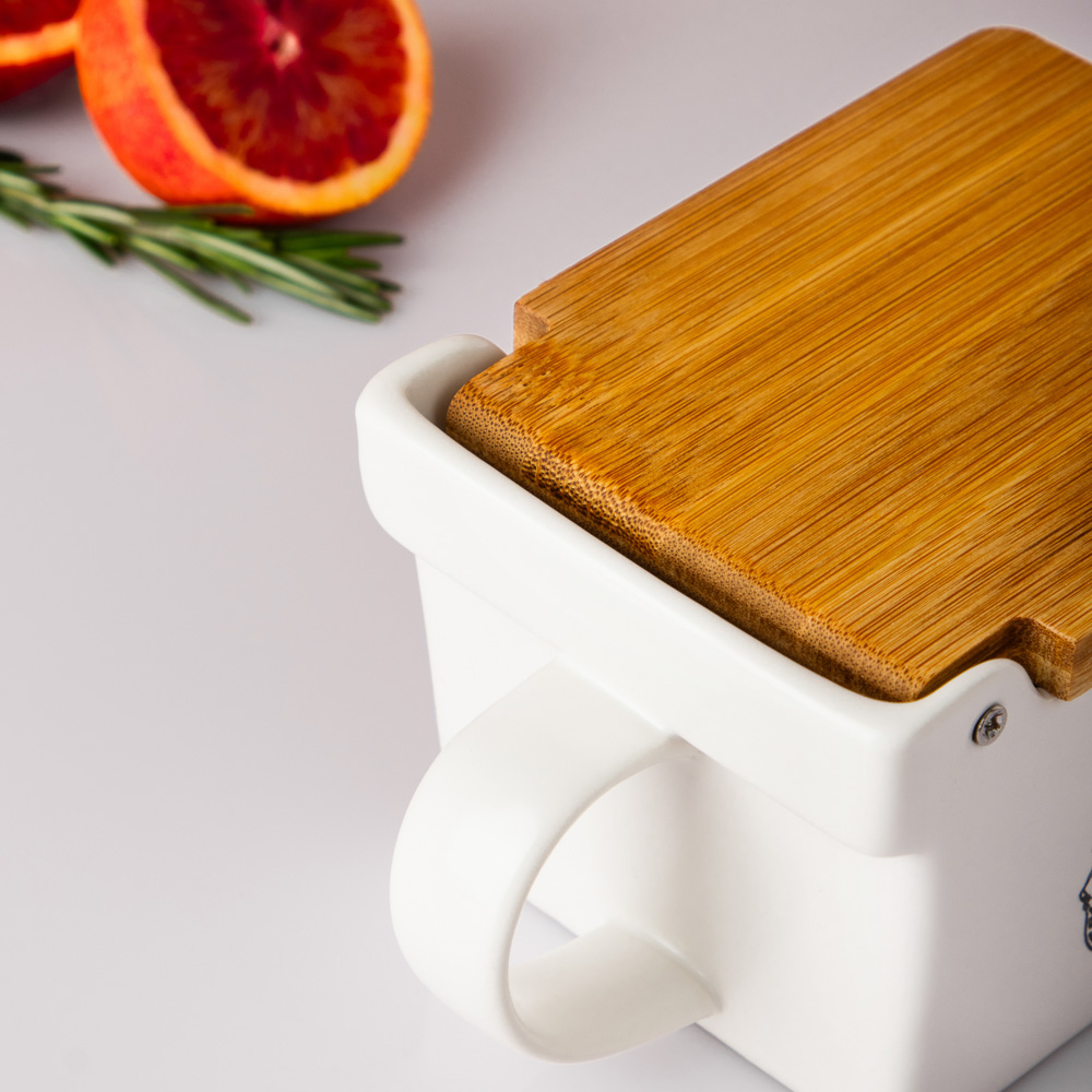 MILLIMI Китчен Банка для соли, 300мл, 15,5х9х7,5см, керамика, бамбук, арт.№ 824-189