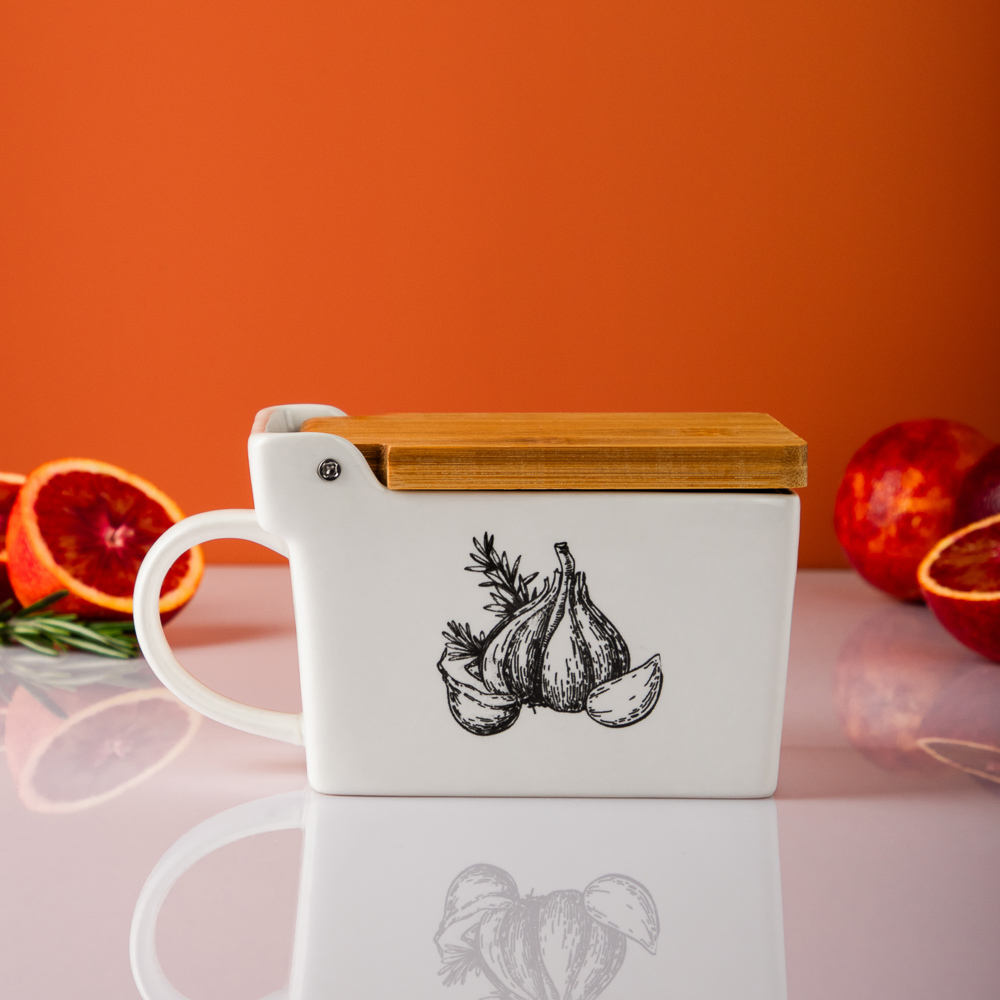 MILLIMI Китчен Банка для соли, 300мл, 15,5х9х7,5см, керамика, бамбук, арт.№ 824-189