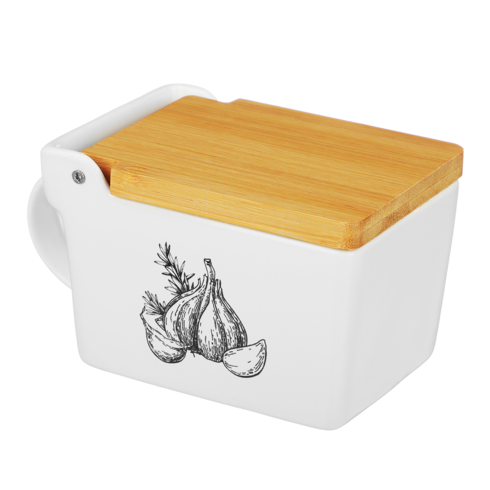 MILLIMI Китчен Банка для соли, 300мл, 15,5х9х7,5см, керамика, бамбук, арт.№ 824-189