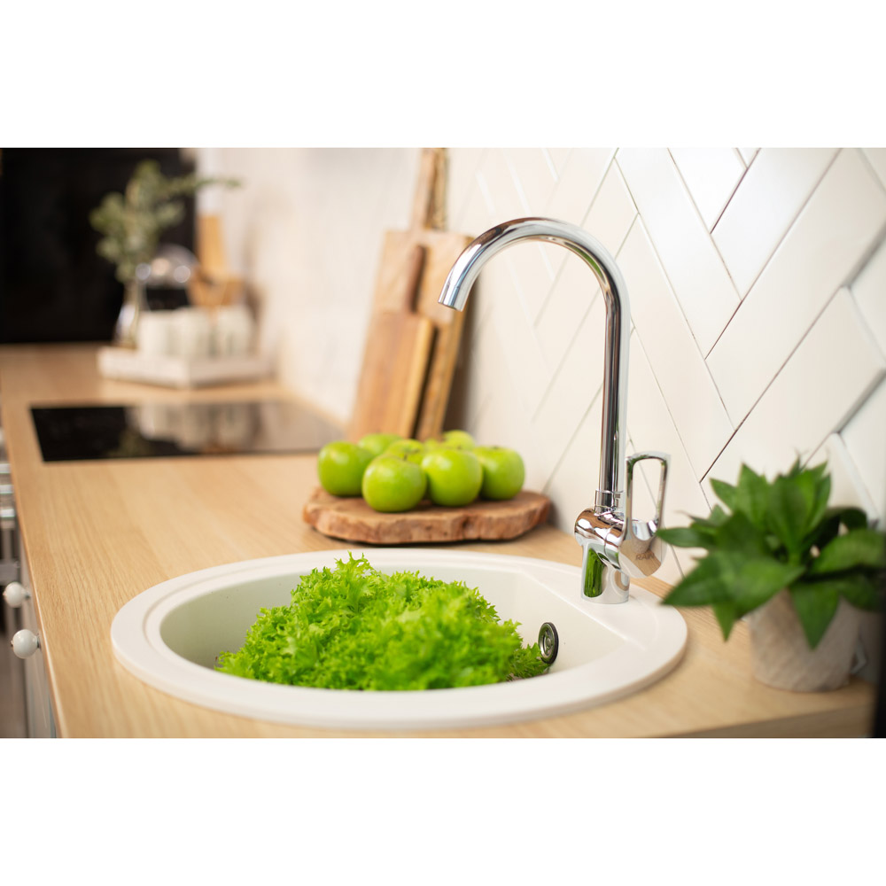 RAIN Смеситель для кухни Атриа, высокий излив, картридж 40мм, латунь, хром, арт.№ 561-280