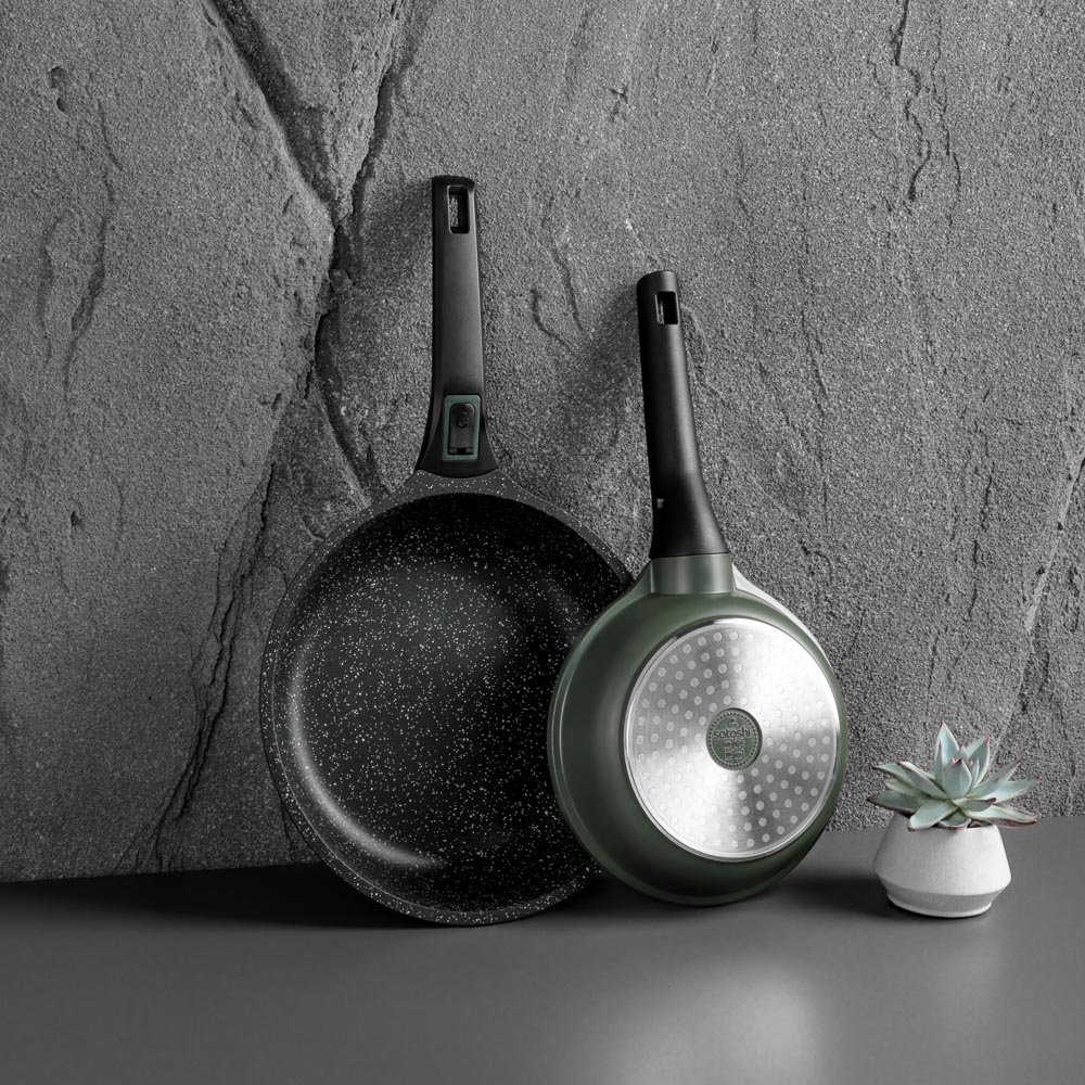 SATOSHI Уран Сковорода литая d20см, антипригарное покрытие Мрамор, индукция, съемная ручка, арт.№ 846-455