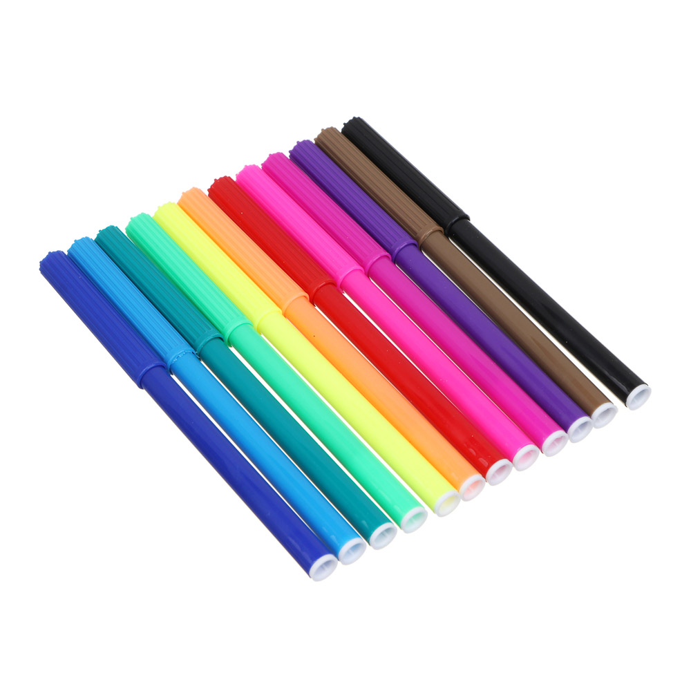 Котик с Крыльями Фломастеры 12 цветов, с цвет. вентилир. колпачком, большие, смыв., пл., ПВХ пенал, арт.№ 256-007