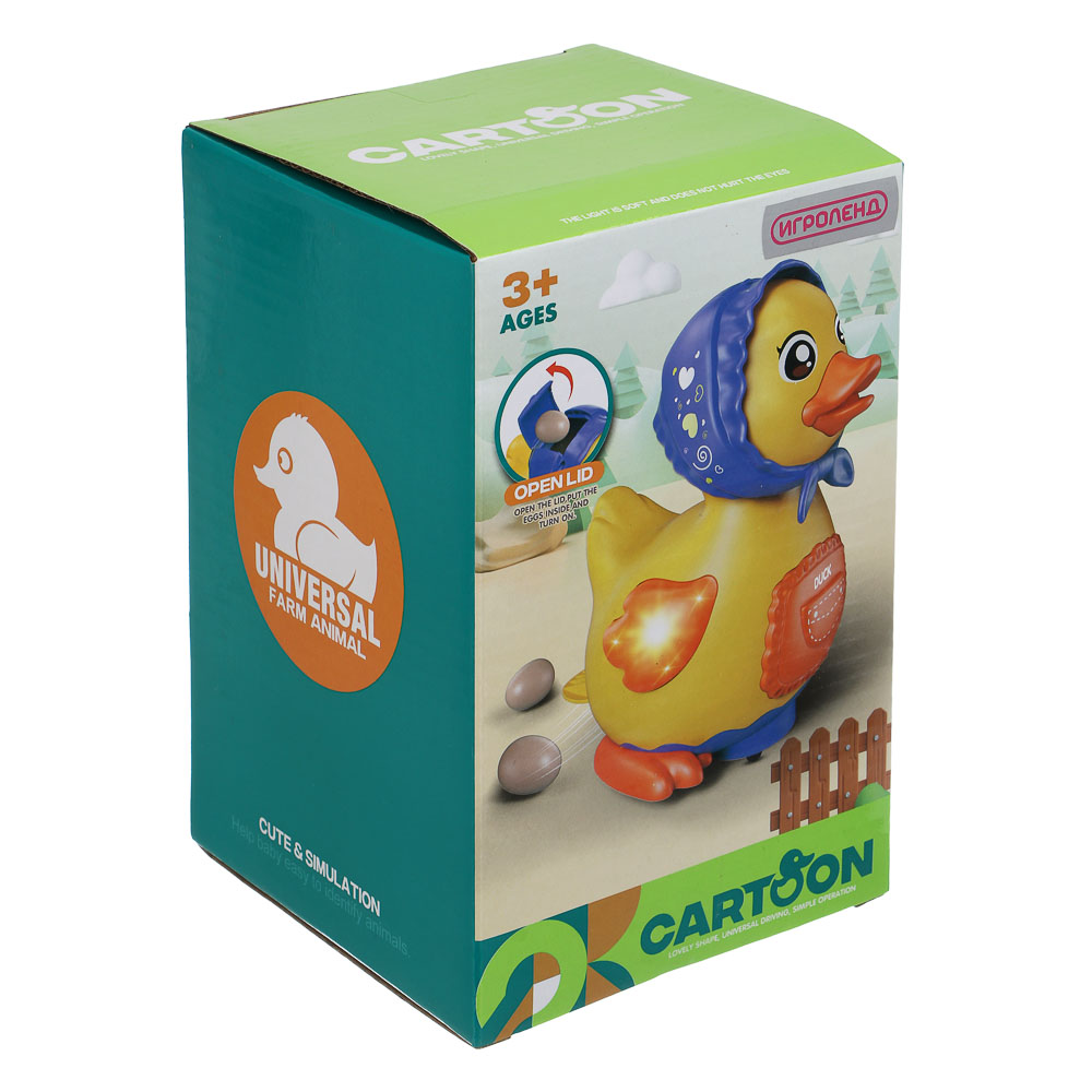 ИГРОЛЕНД Игрушка интерактивная ползунок "Утка-несушка", звук, ABS, 3хААА, 12х12х18,5 см, арт.№ 272-914