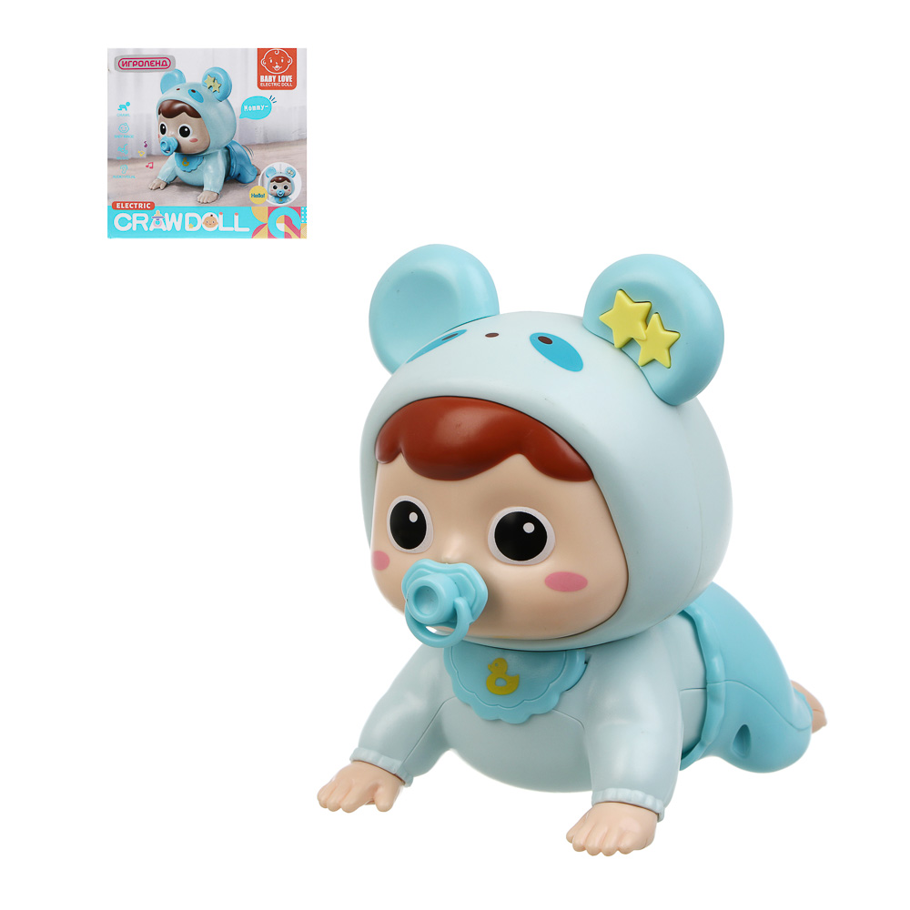 ИГРОЛЕНД Игрушка интерактивная ползунок "Малыш", звук, ABS, 2хААА, 13х9х12,5 см, арт.№ 267-864