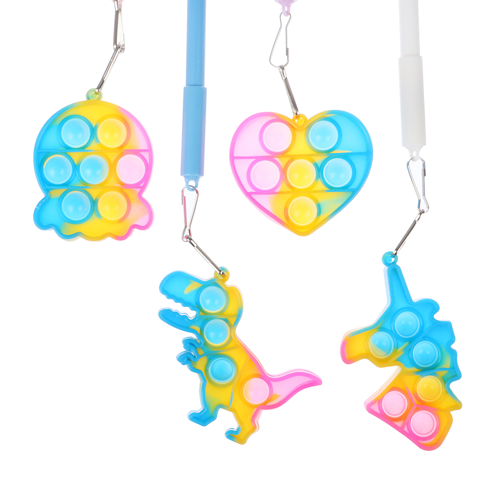 Ручка шарик. с брелоком с эффектом поп-ит, синяя, корпус 16,8 см, неон. цвет, пласт., пакет, 4 диз., арт.№ 591-161