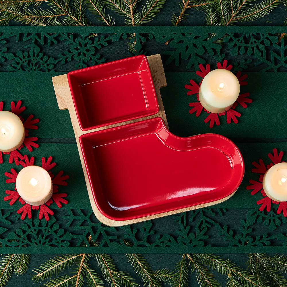 BY COLLECTION Асти Менажница, 24х24,5х6см, 3 предмета, фарфор, бамбук, арт.№ 820-764