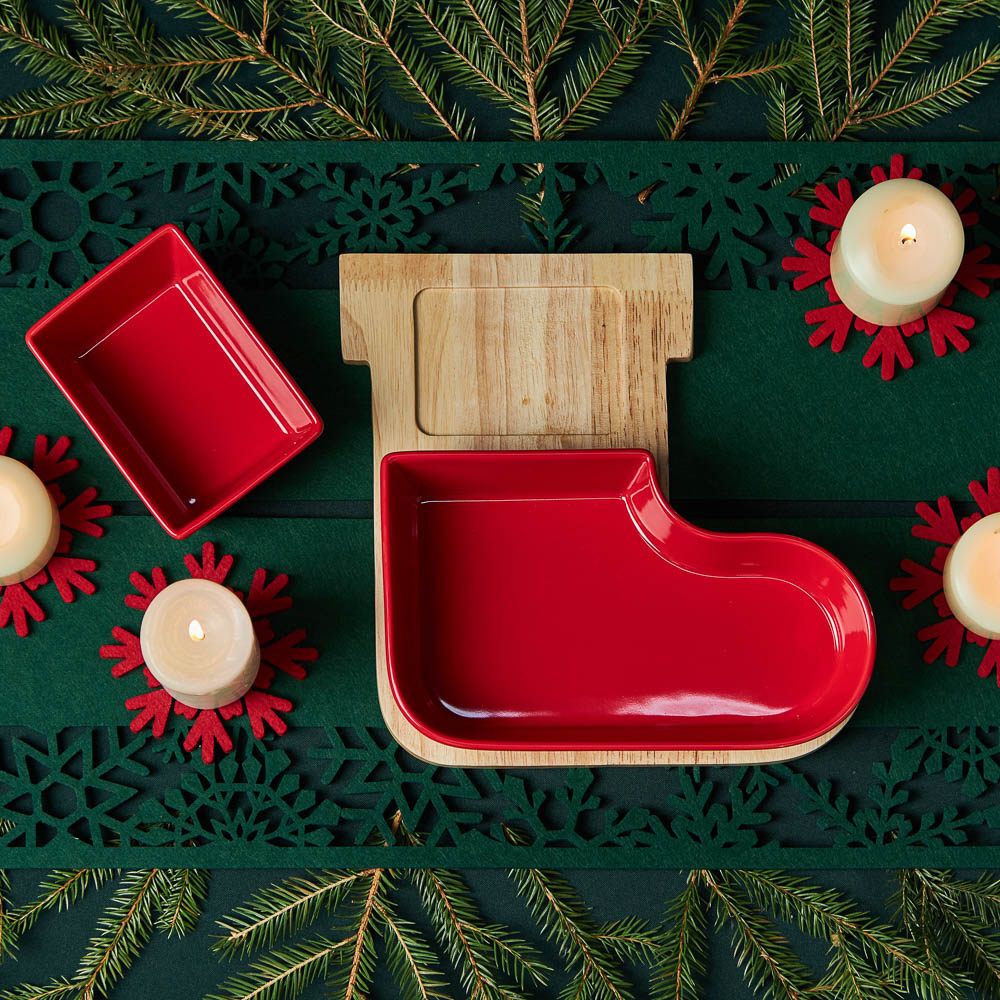 BY COLLECTION Асти Менажница, 24х24,5х6см, 3 предмета, фарфор, бамбук, арт.№ 820-764