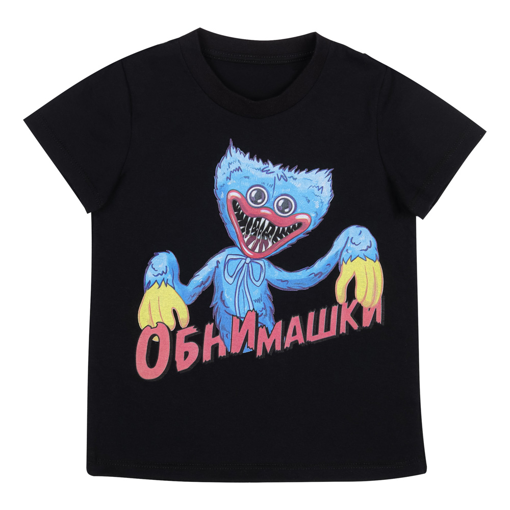 Футболка "ДЕТИ" Обнимашки, хлопок, размер 110, цвет черный, арт.№ 830-759