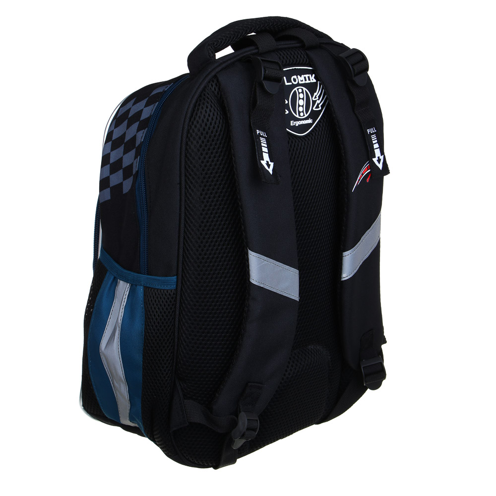 FLOMIK Рюкзак школьный 39х30х22см, "Рэйсинг Тим", 1 отд., 1 передн., 2 бок.карм., эрг.спин, упл.лям., арт.№ 524-239