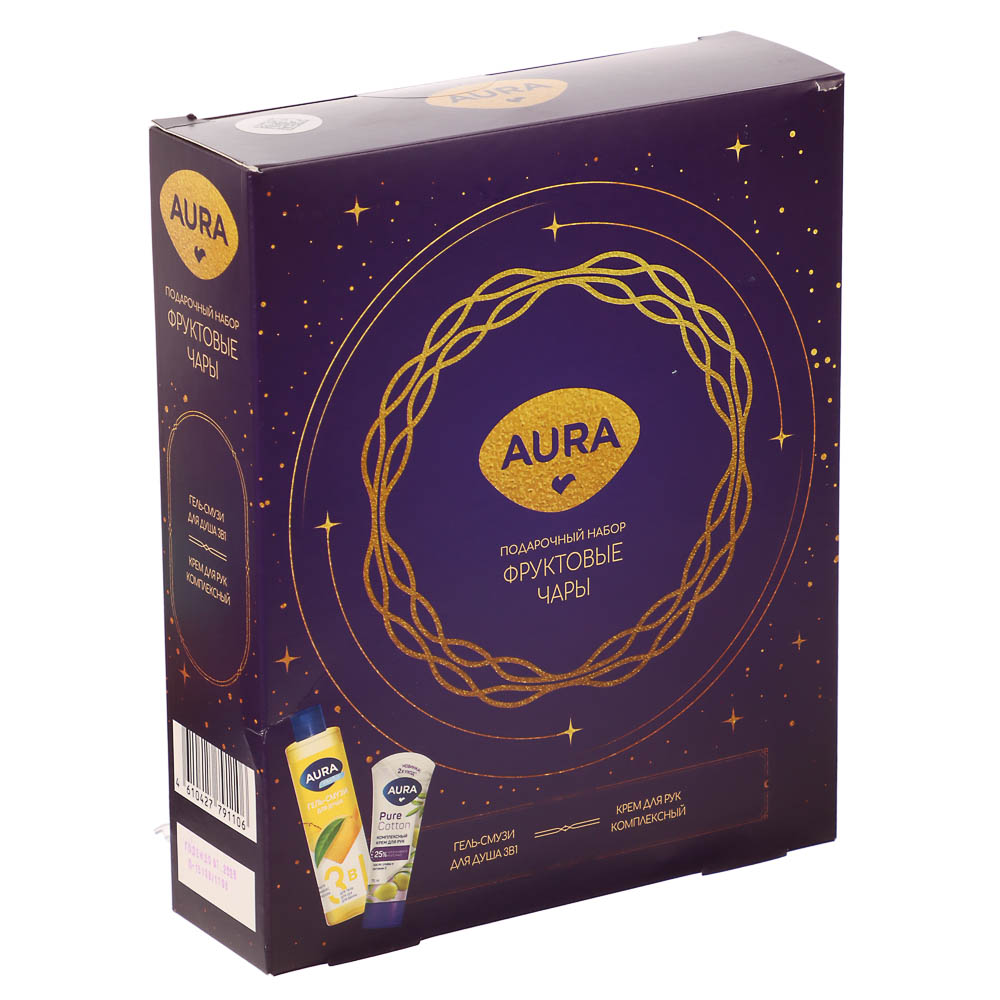 Подарочный набор женский AURA: Гель-смузи д/душа 3в1, 250мл+Крем д/рук Комплексный, 75мл, арт.№ 937-177