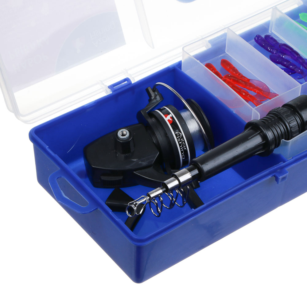 AZOR FISHING Набор рыбака в коробке с удочкой, катушкой и оснасткой, арт.№ 149-188