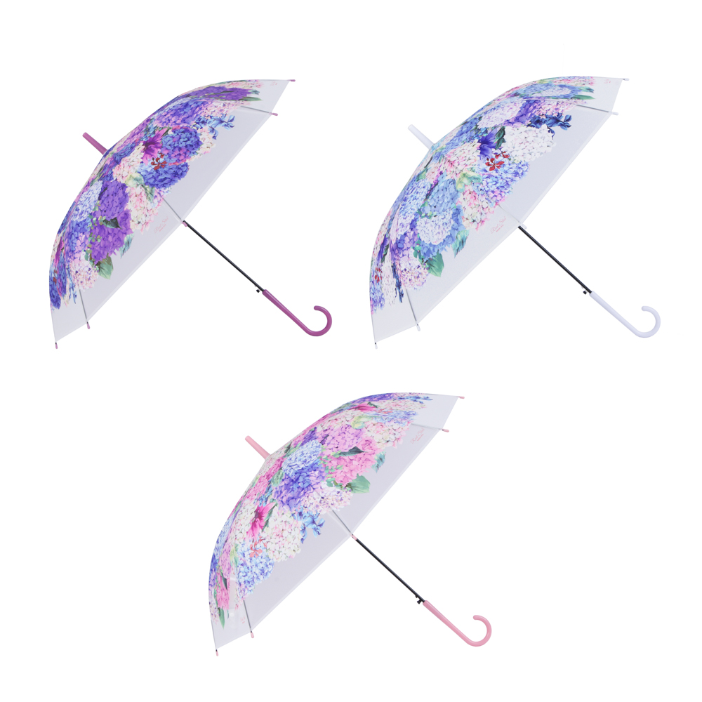 Зонт-трость женский, металл, пластик, ПВХ, 60 см, 8 спиц, 3 дизайна, арт.№ 302-341