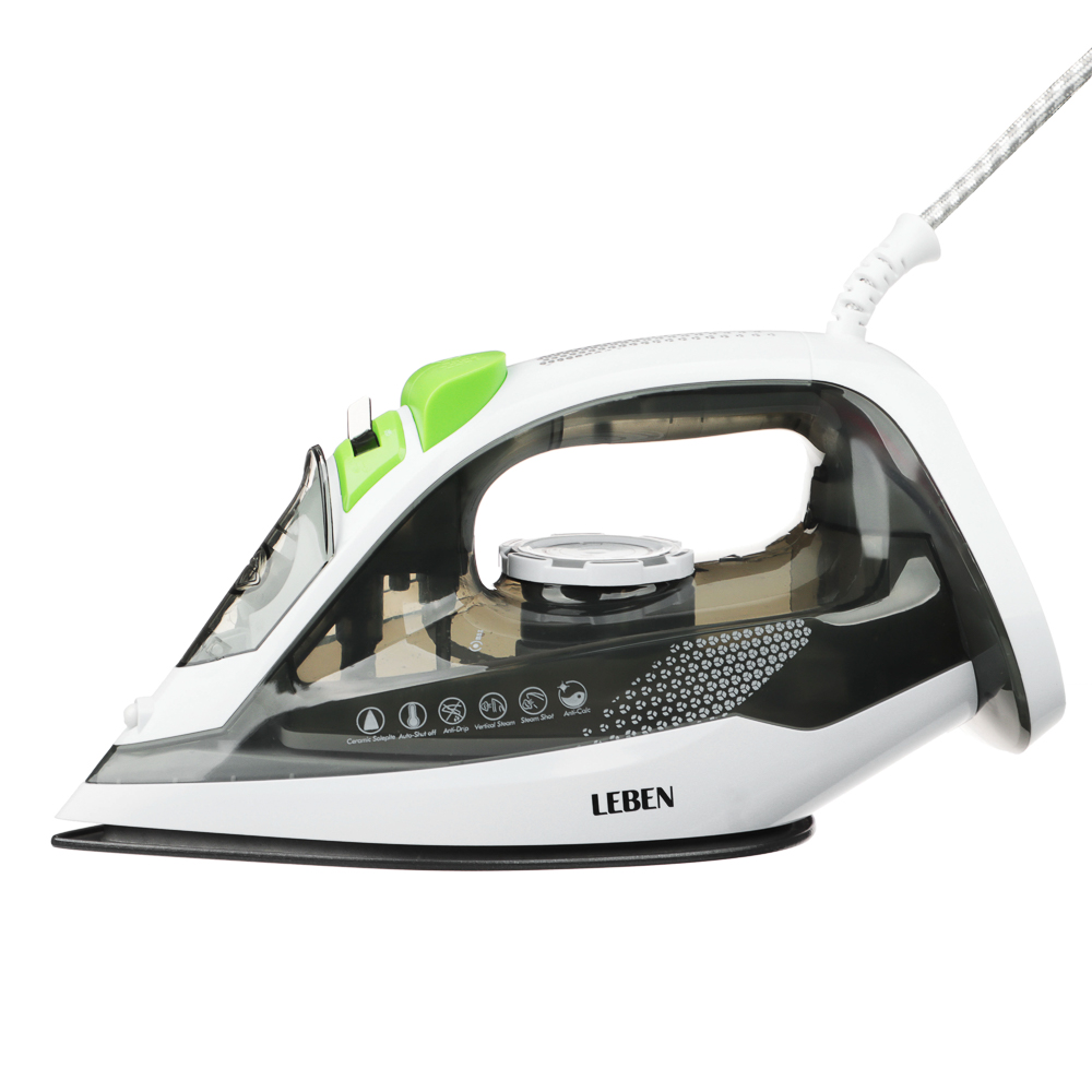 LEBEN Утюг 2800ВТ керам, антинакипь антикапля автооткл шнур 1,8м, арт.№ 249-056