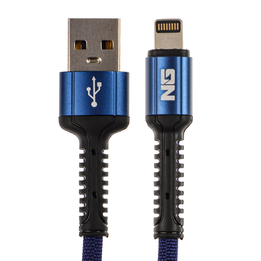 NG Кабель для зарядки iP, 1.5м, 2.4А, тканевая оплётка, быстрая зарядка, , 3 цвета, арт.№ 788-038