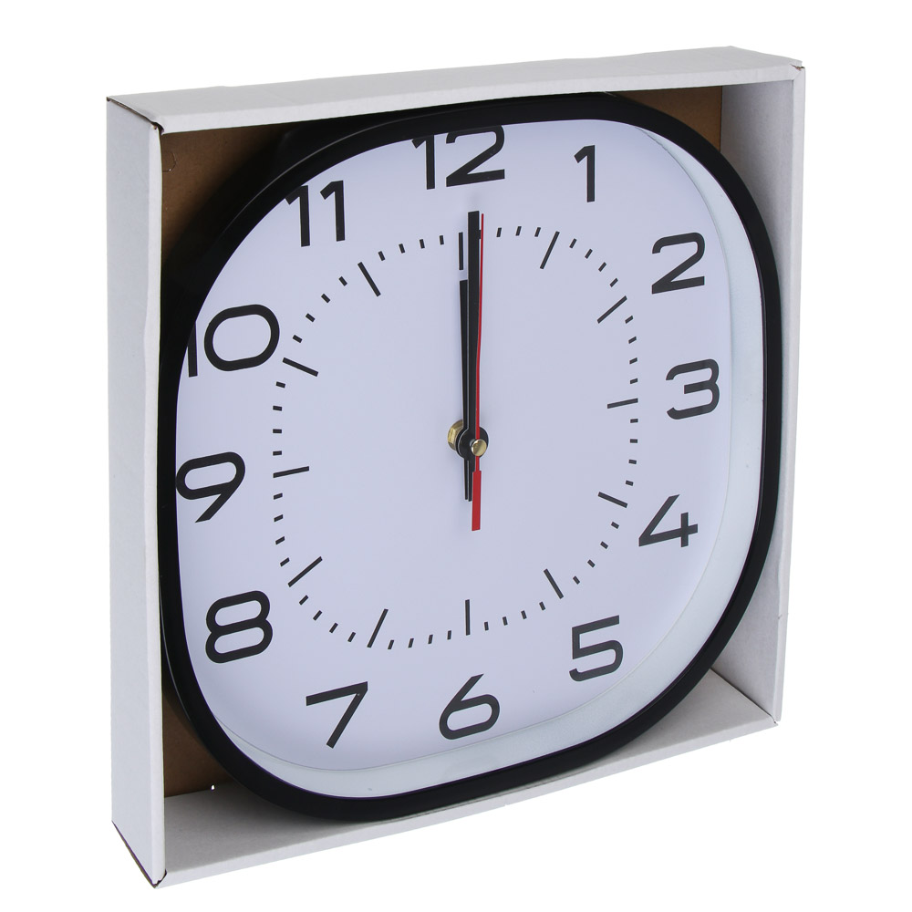 Часы настенные тм LADECOR CHRONO квадратные, 30x30x4 см, пластик, стекло, 1хАА, арт.№ 581-368