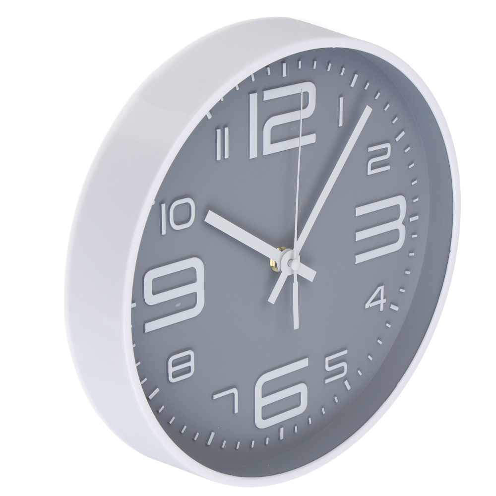 Часы настенные тм LADECOR CHRONO круглые, 25x25x4 см, пластик, стекло, 1хАА, арт.№ 581-369