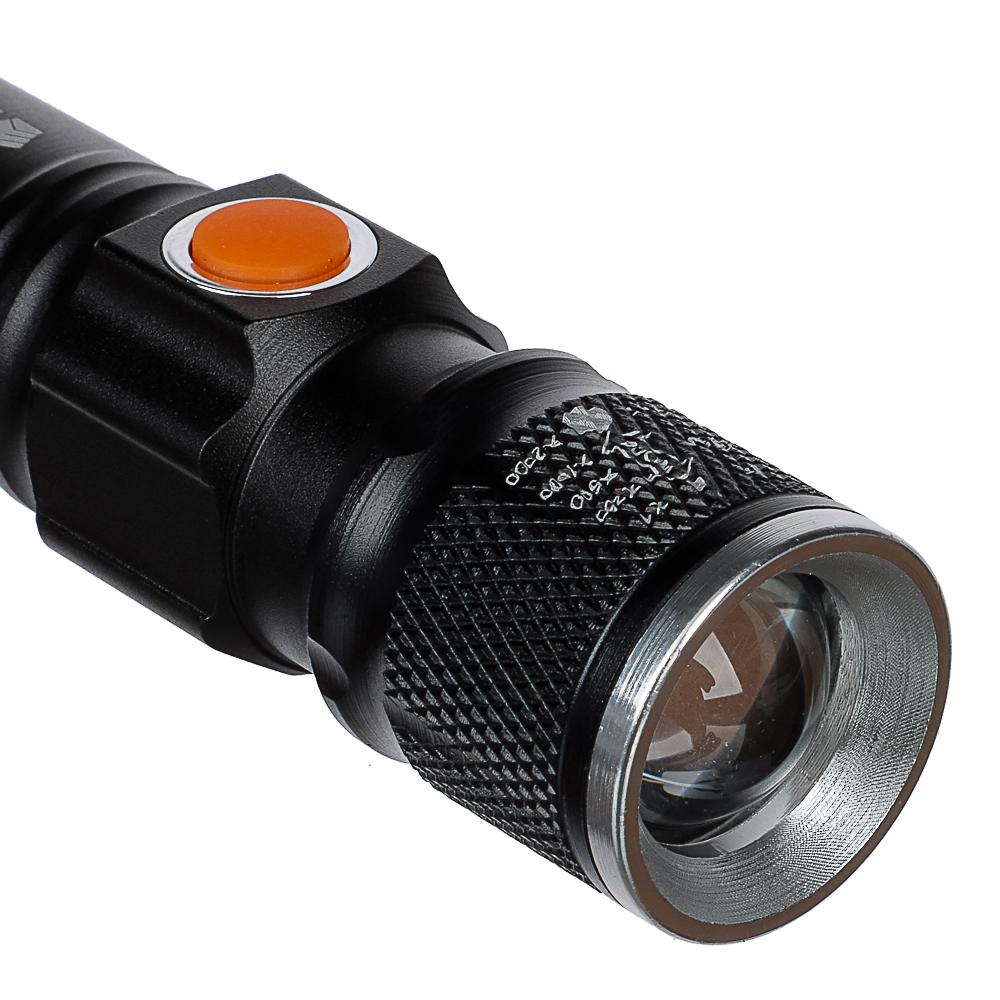 Фонарь ручной тм ЕРМАК, XPE,1000 мАч,10x2x2см,4 режима,пластик,металл, с USB штекером,фокусировка, арт.№ 224-015