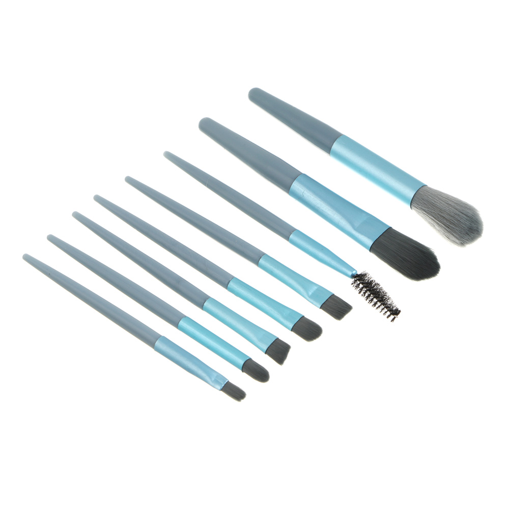 Кисти для визажа 8 шт тм ЮНИLOOK ,пластик, металл, иск.ворс, ПУ, 10,5-12 см, 3 цвета, арт.№ 357-360