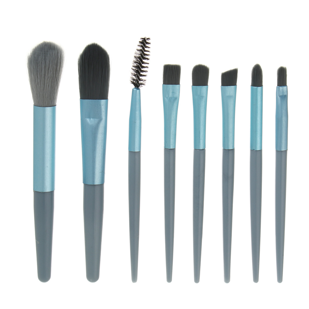 Кисти для визажа 8 шт тм ЮНИLOOK ,пластик, металл, иск.ворс, ПУ, 10,5-12 см, 3 цвета, арт.№ 357-360