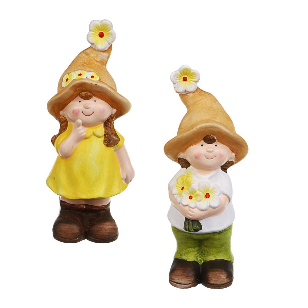 Фигурка садовая "Мальчик/Девочка" тм INBLOOM, 10x10x25см, глина, арт.№ 162-297