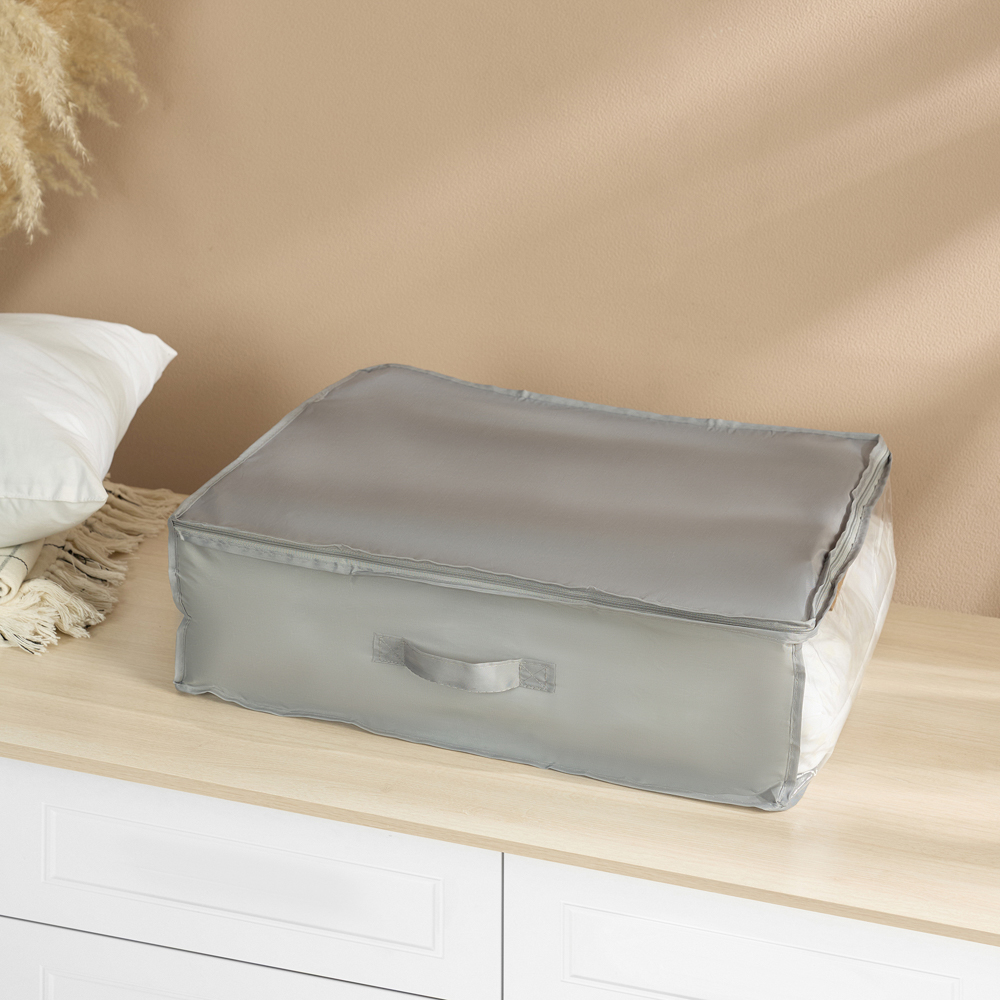 VETTA Кофр с крышкой, с прозрачным окном, 55х45х19см, Швеция, полиэстер, серый, арт.№ 457-708