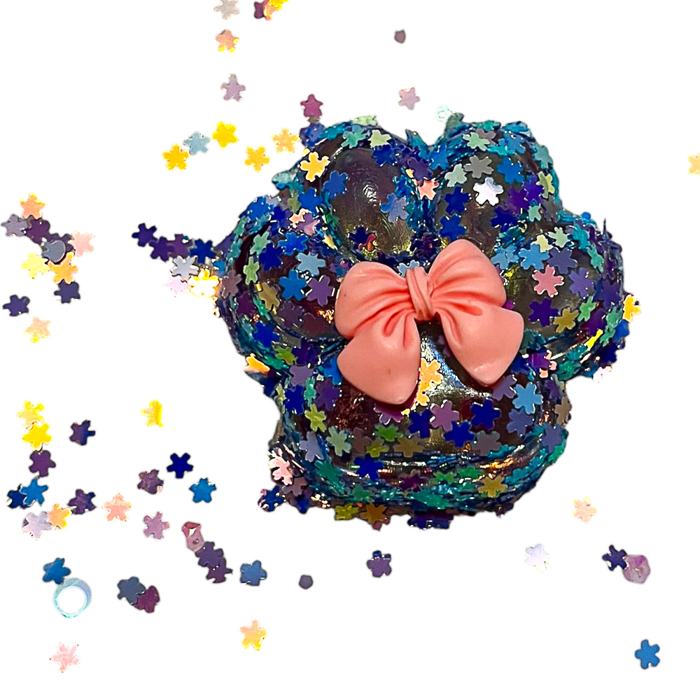 Набор лизунов «Сквиш Лапка», 8см, TPR, синяя с блестками, 15х10см, микс дизайнов, арт.№ 297-157