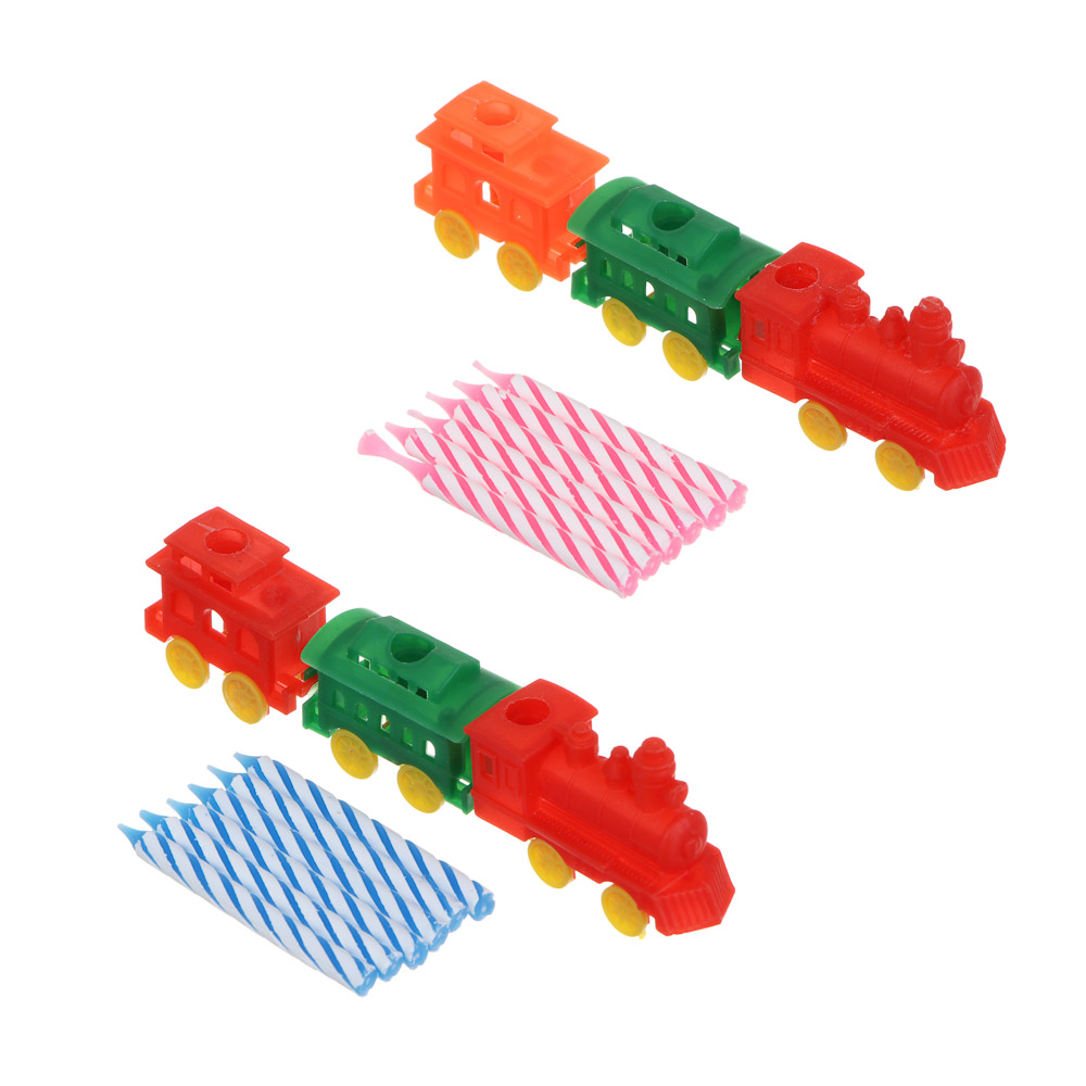 Капитан Весельчак Набор свечей для торта с подставками в виде паровоза, 15х17см, арт.№ 506-006