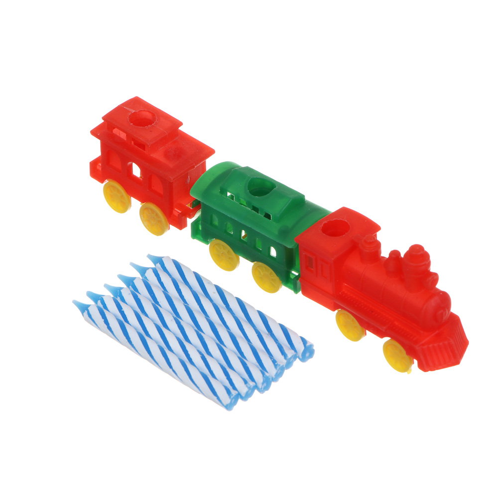 Капитан Весельчак Набор свечей для торта с подставками в виде паровоза, 15х17см, арт.№ 506-006