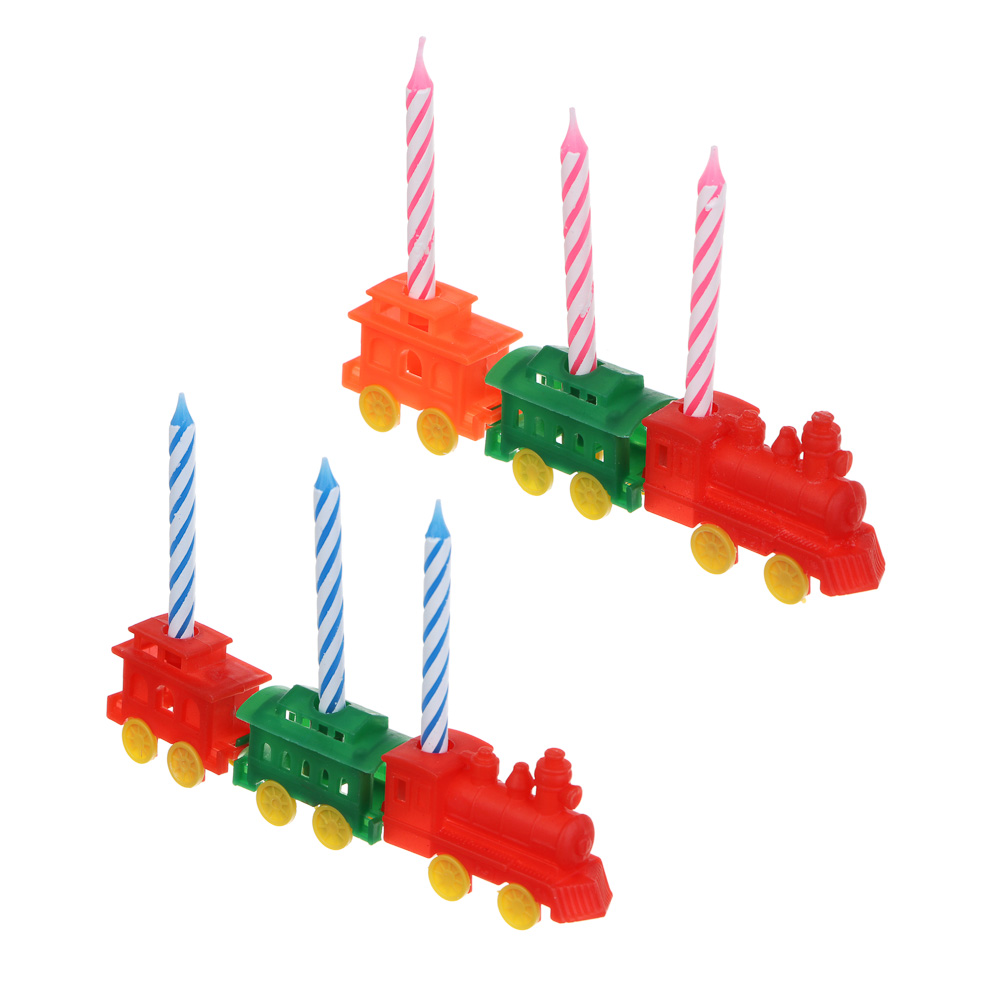 Капитан Весельчак Набор свечей для торта с подставками в виде паровоза, 15х17см, арт.№ 506-006