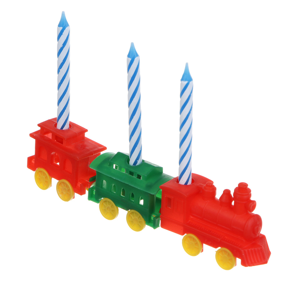 Капитан Весельчак Набор свечей для торта с подставками в виде паровоза, 15х17см, арт.№ 506-006