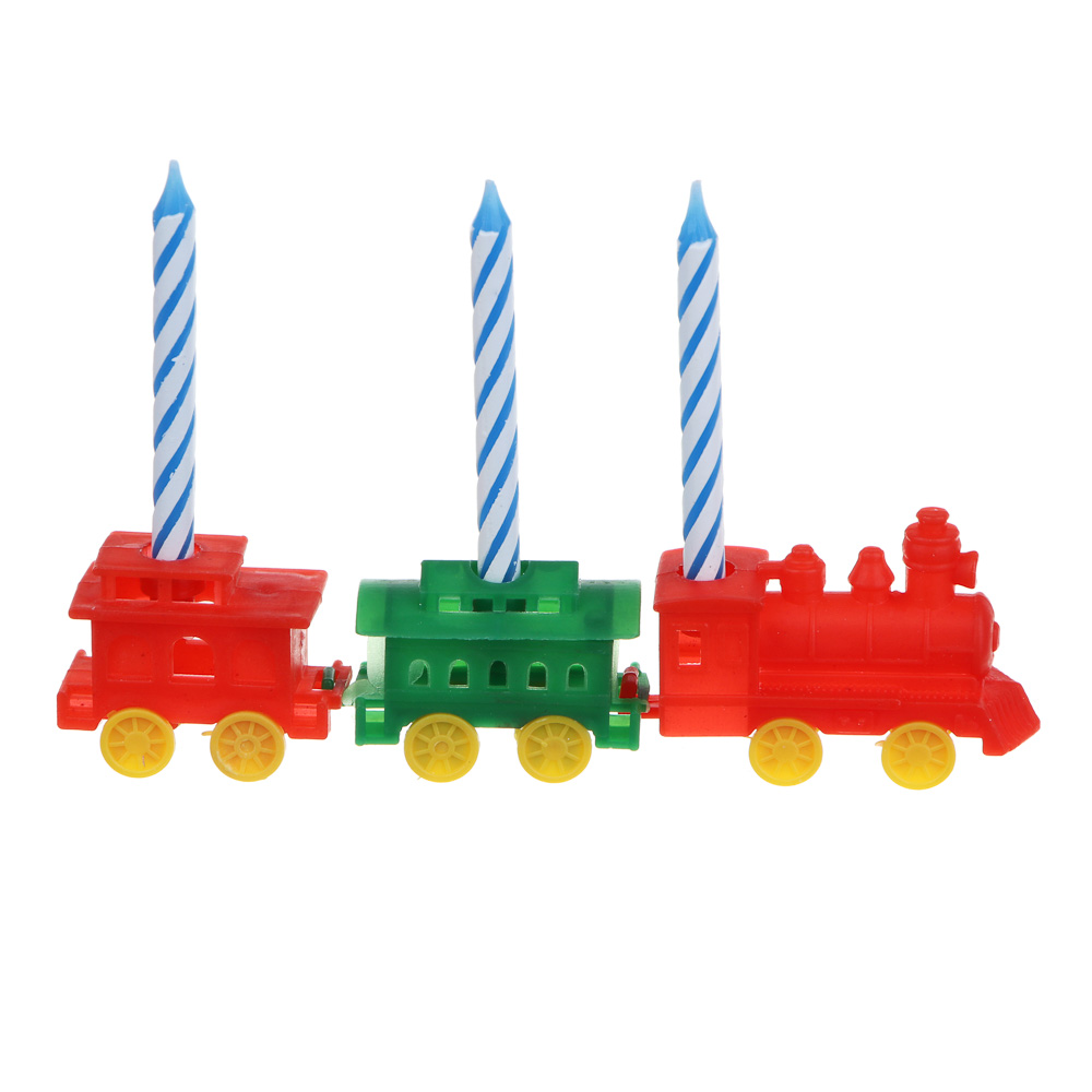 Капитан Весельчак Набор свечей для торта с подставками в виде паровоза, 15х17см, арт.№ 506-006