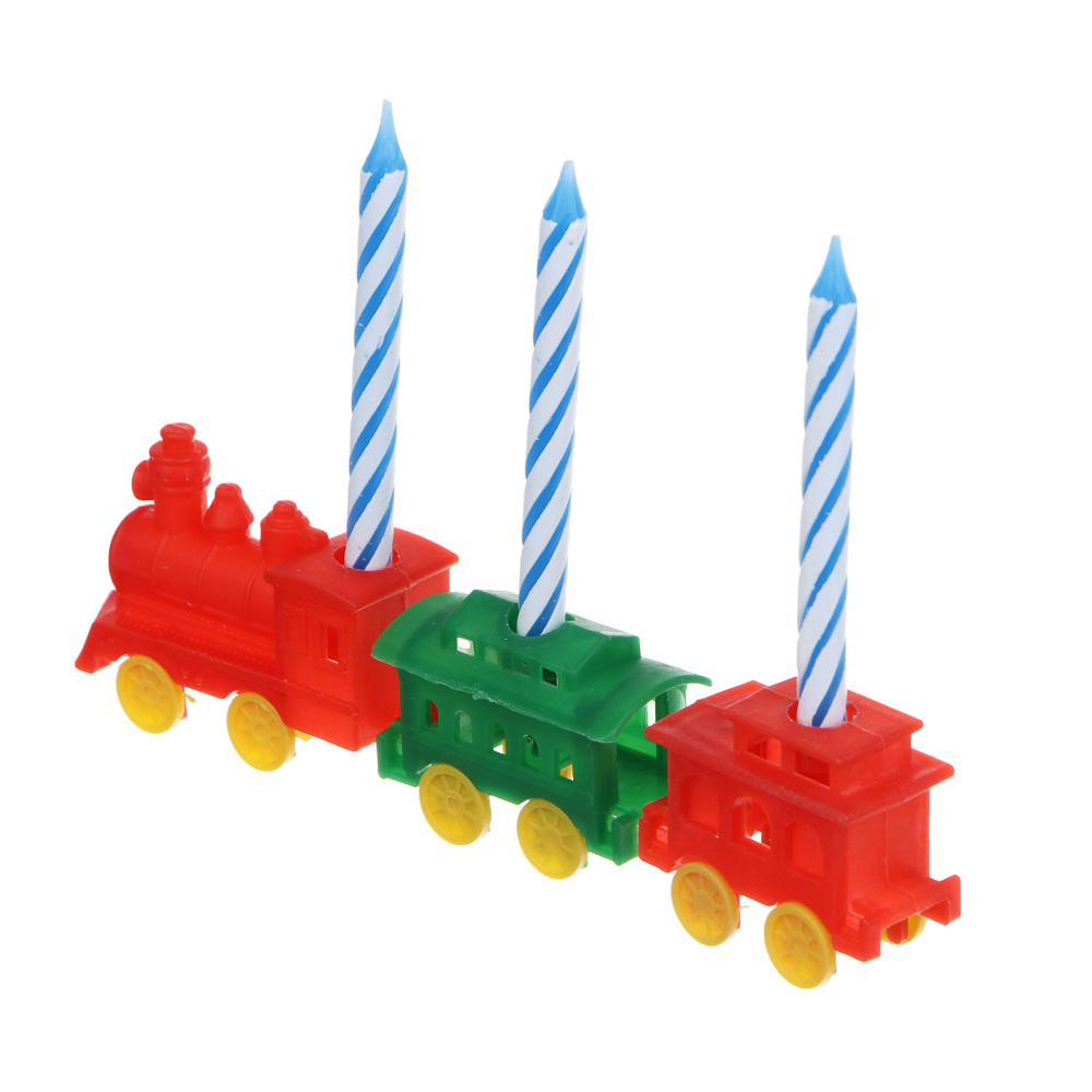 Капитан Весельчак Набор свечей для торта с подставками в виде паровоза, 15х17см, арт.№ 506-006