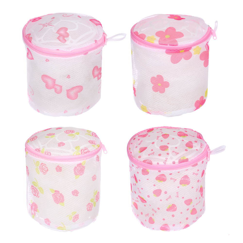 VETTA Мешок для стирки белья, цилиндр, на замке, пластик, полиэстер, d15х16h см, 4 дизайна, арт.№ 452-013