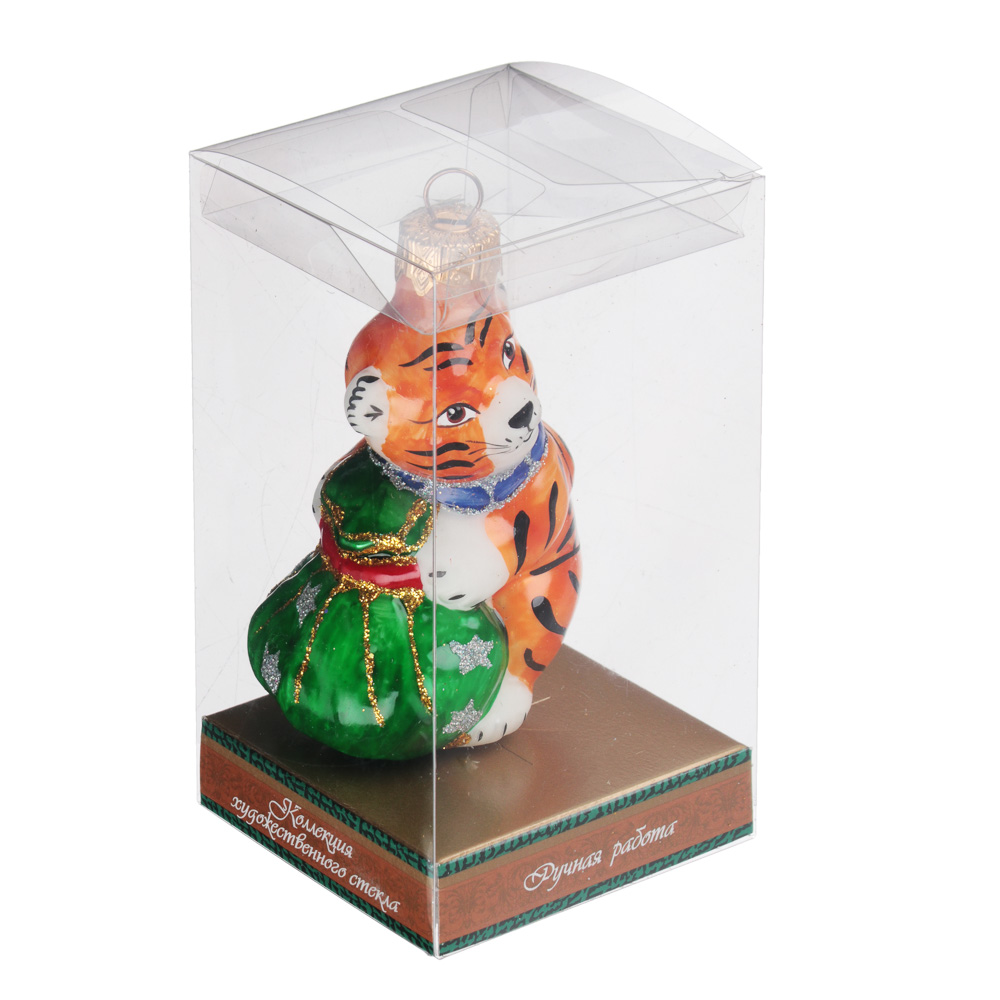 СНОУ БУМ Подвеска "Тигренок", 80 мм, стекло, 4 дизайна, арт.№ 368-078