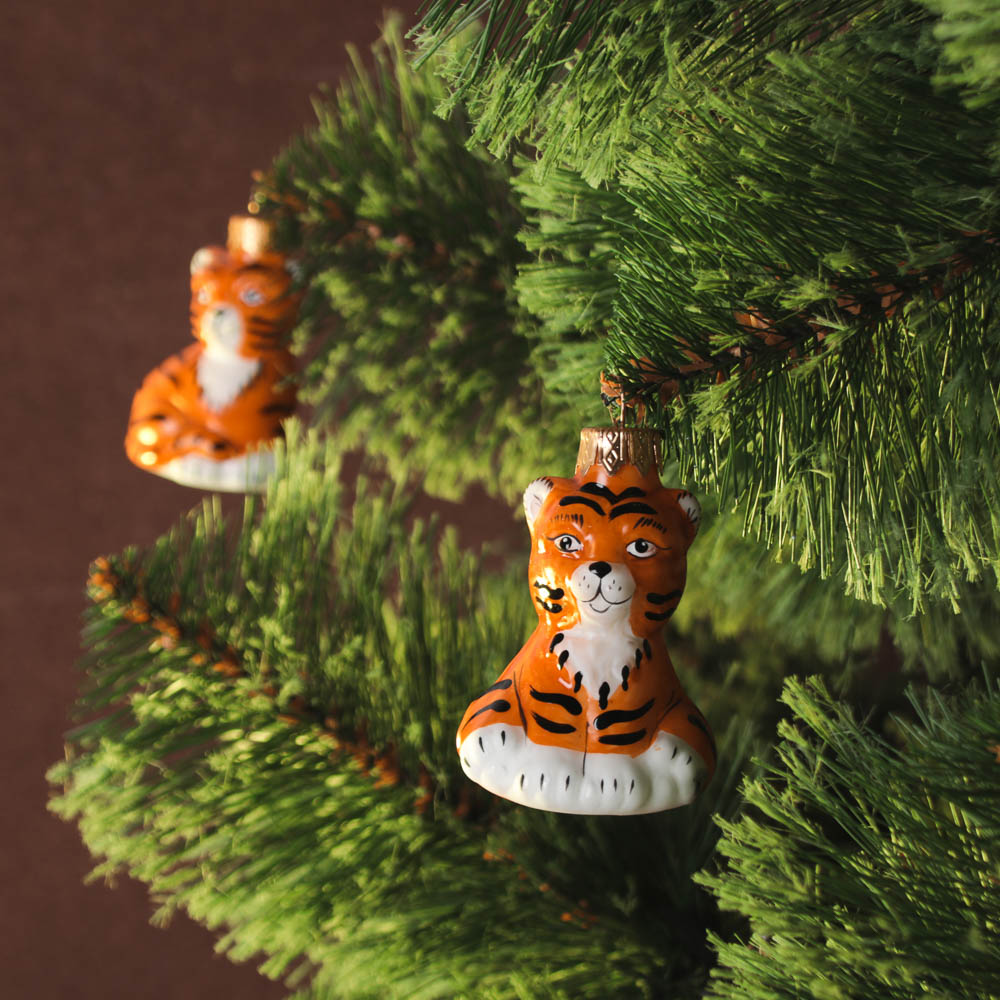 СНОУ БУМ Подвеска "Тигренок", 80 мм, стекло, 4 дизайна, арт.№ 368-078