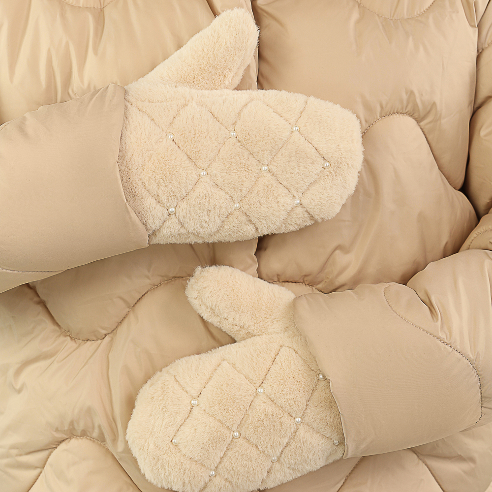 GALANTE Рукавицы женские из эко меха с искусст.жемчугом, р-р 18-20, 2 цвета, СЗПВ24-44, арт.№ 363-411