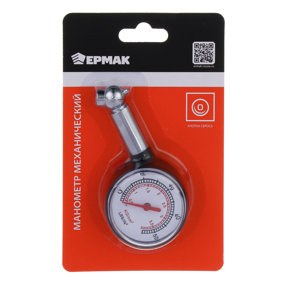 ЕРМАК Манометр, механический, до 3.5 атм хром, в блистере, арт.№ 791-002