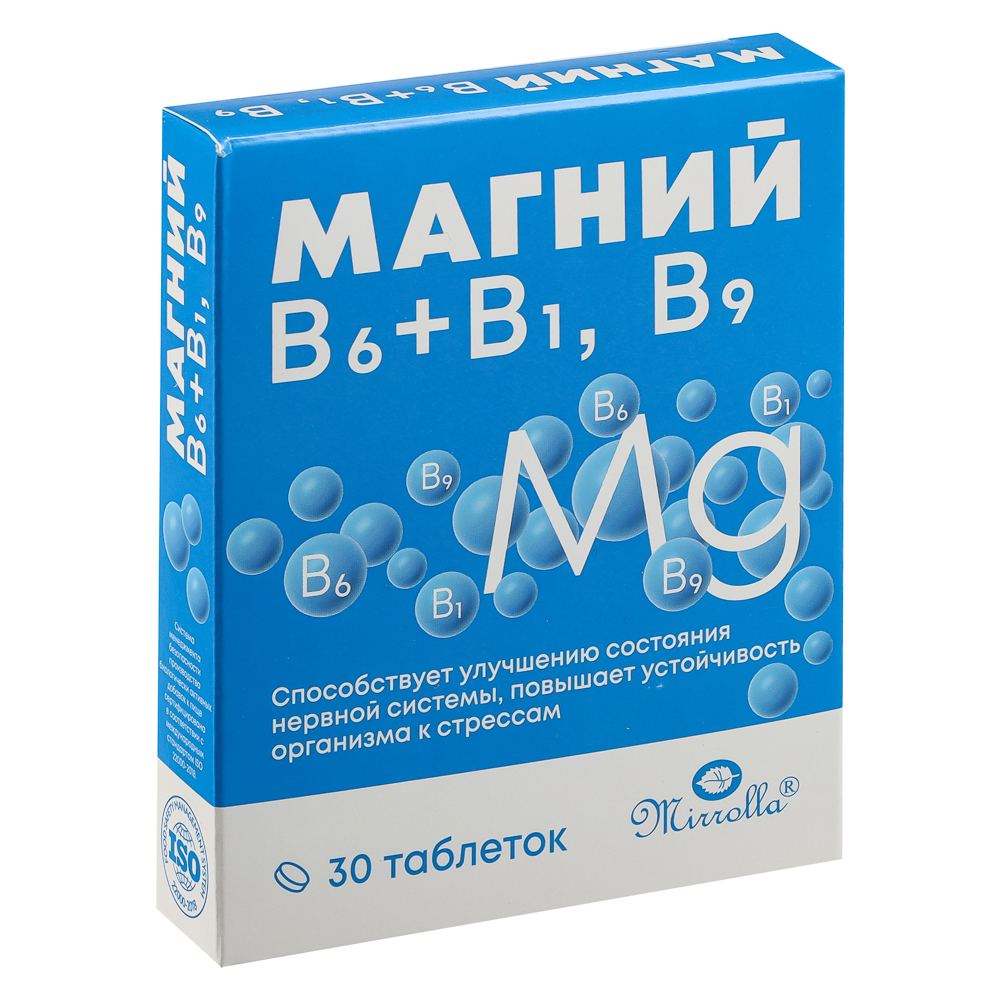БАД к пище Комплекс "Магний B6+B1,B9" Мирролла, 30табл, арт.№ 015-209