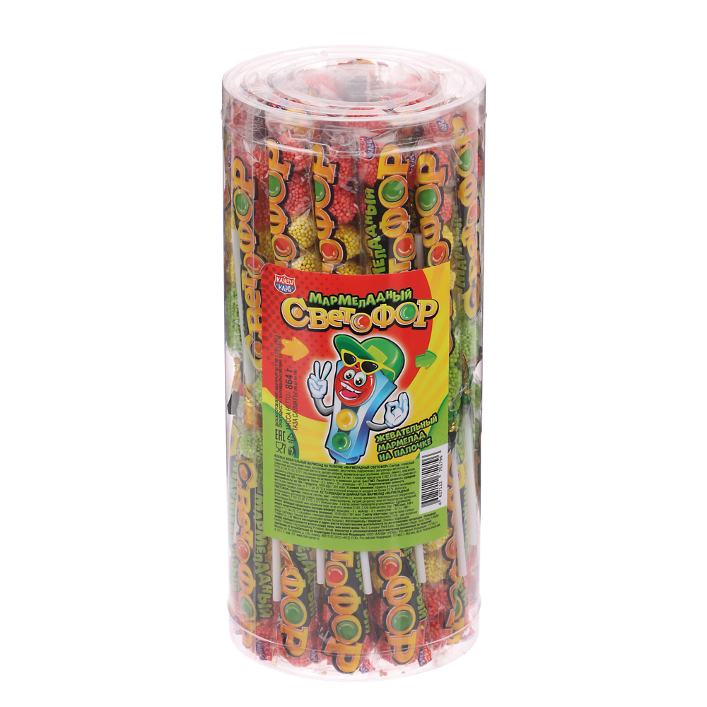 Жевательный мармелад на палочке "Мармеладный светофор" 18гр, арт.№ 347-356