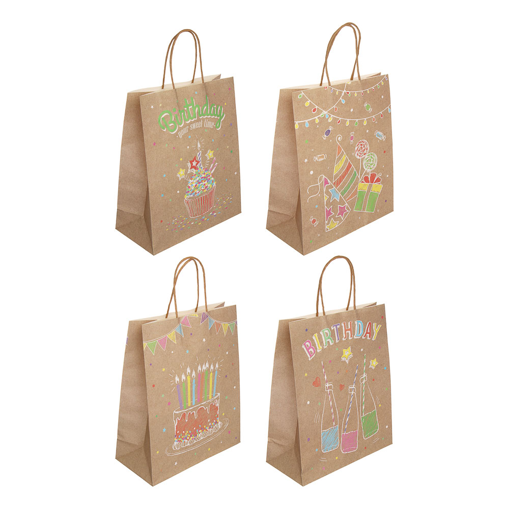 Пакет подарочный тм Fntastic, крафт, 120г, L 24,5x31x10,5см, бумага, 4 дизайна, арт.№ 507-406